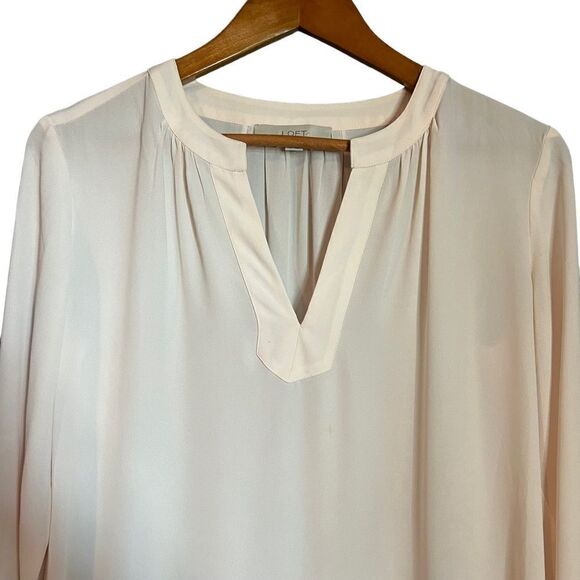 3 for $30! Loft light pink sheer long sleeve blouse. - Picture 2 of 11